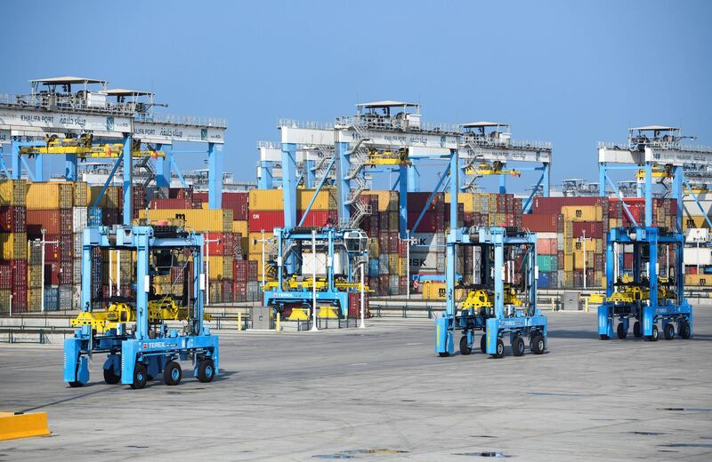 Abu Dhabi, United Arab Emirates - Cargo containers at Khalifa Port. Khushnum Bhandari for The National