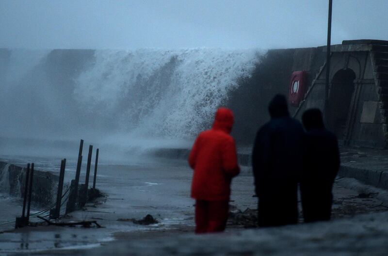 Storm Ciara arrives with waves hitting the Cobb in Lyme Regis, United Kingdom. Getty Images