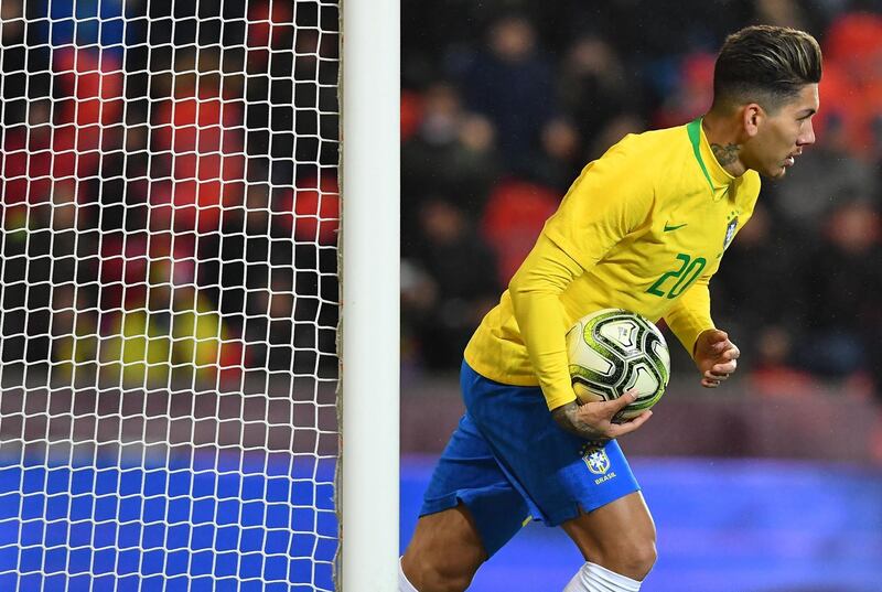 Liverpool's  Roberto Firmino scored for Brazil against the Czech Republic. AFP