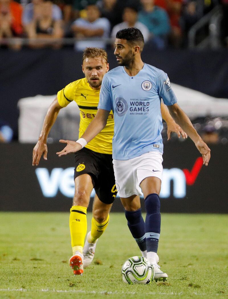 Soccer Football - International Champions Cup - Manchester City v Borussia Dortmund - Soldier Field, Chicago, USA - July 20, 2018   Manchester City's Riyad Mahrez in action   REUTERS/John Gress