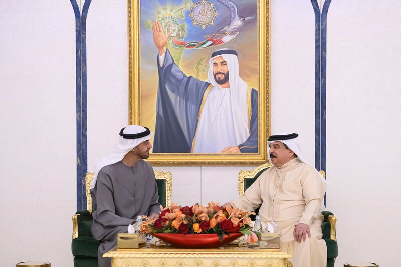 President Sheikh Mohamed met Bahrain's King Hamad in Abu Dhabi on Wednesday as part of his visit to the Emirates.