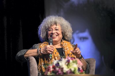 BIRMINGHAM, AL FEBRUARY 16: Angela Davis speaking at the Birmingham Committee for Truth and Reconciliation event at the Boutwell Auditorium on February 16, 2019 in Birmingham, Al. (Photo by Andi(cq)Rice/For The Washington Post via Getty Images)