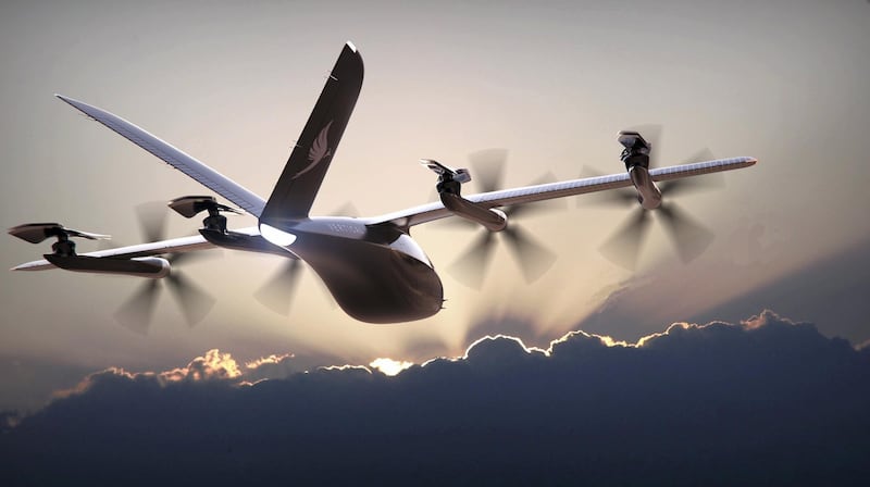 A rendering of a Vertical Aerospace aircraft taking to the skies. Courtesy Vertical Aerospace