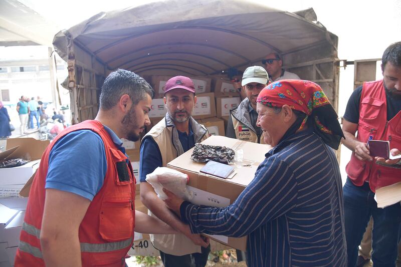 Emirates Red Crescent provided food and clothing in Syria. Wam