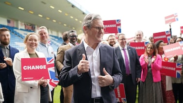 Keir Starmer during a visit to Gillingham Football club on the General Election campaign trail.