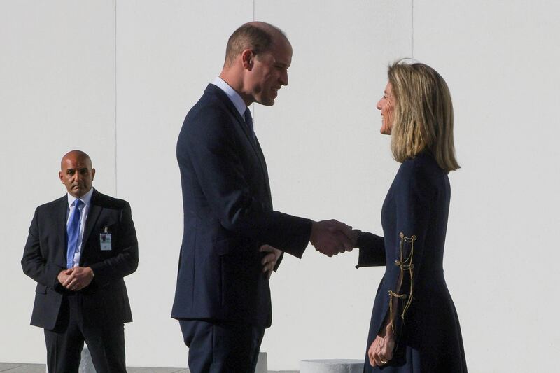 Prince William greets US ambassador to Australia Caroline Kennedy Schlossberg at the John F  Kennedy Presidential Library and Museum in Boston, Massachusetts. Reuters