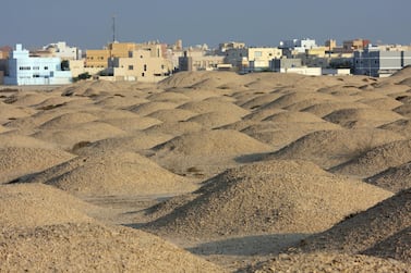 Dilmun-era burial mounds in A'ali, Bahrain. Alamy Stock Photo