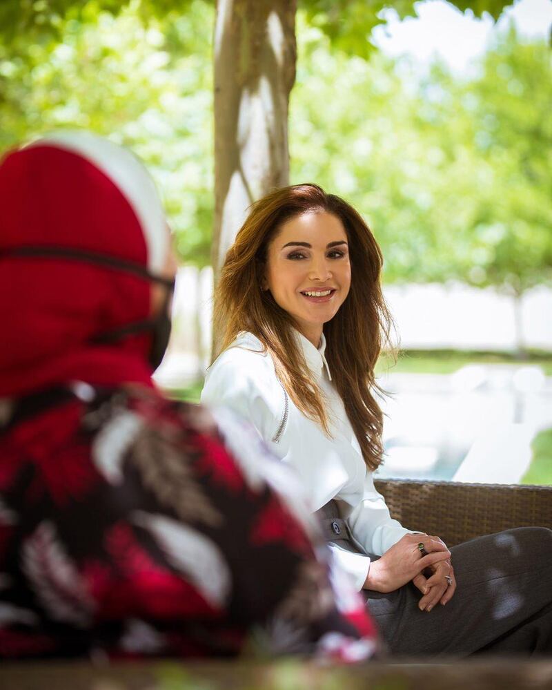 Queen Rania of Jordan met with the team of food app Bilforon this week. Instagram / Queen Rania