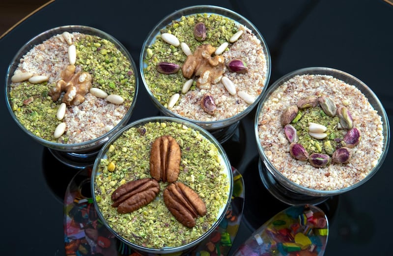 Abu Dhabi, United Arab Emirates, April 14, 2021.  Ramadan Recipes by Nejat Hadriche.  Tunisian style hazelnut porridge. 
Victor Besa/The National
Section:  lf
Reporter:  Hanan Sayed Worrell