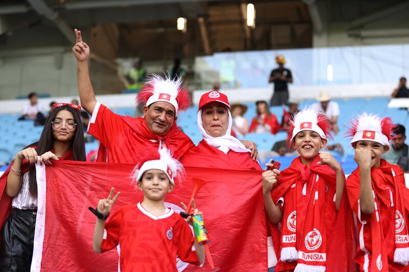 Tunisia fans ready for their team's Fifa World Cup Group D match with Australia at Al Janoub Stadium in Al Wakrah, Qatar. Getty