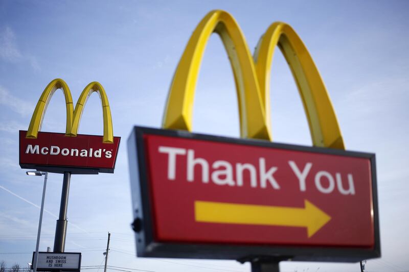 FILE: Signage is displayed outside a McDonald's Corp. fast food restaurant in Carrolton, Kentucky, U.S., on Monday, Jan. 21, 2019. McDonald’s Corp. fired Chief Executive Officer Steve Easterbrook because he had a consensual relationship with an employee, losing the strategist who revived sales with all-day breakfast and led the company’s charge into delivery and online ordering. Photographer: Luke Sharrett/Bloomberg