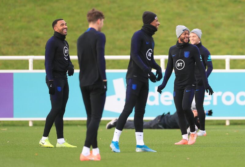 England players takes part in a training session at St George's Park. PA