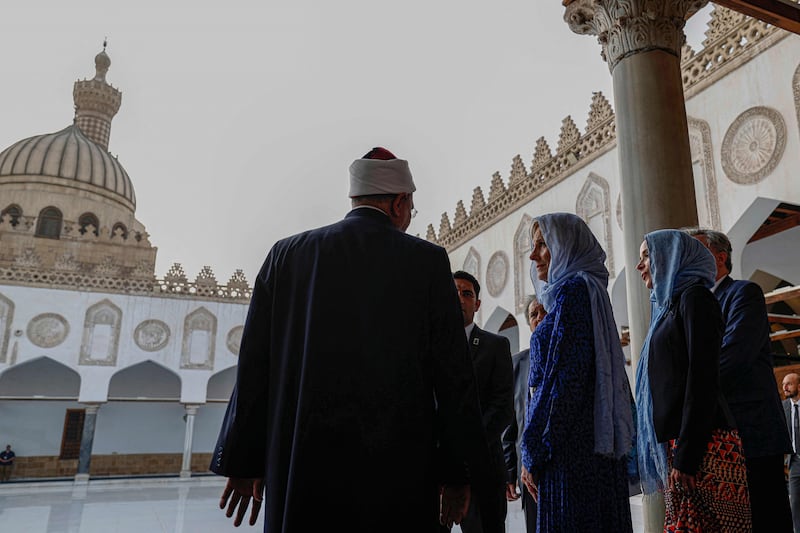 Ms Biden visits Al Azhar mosque. AFP