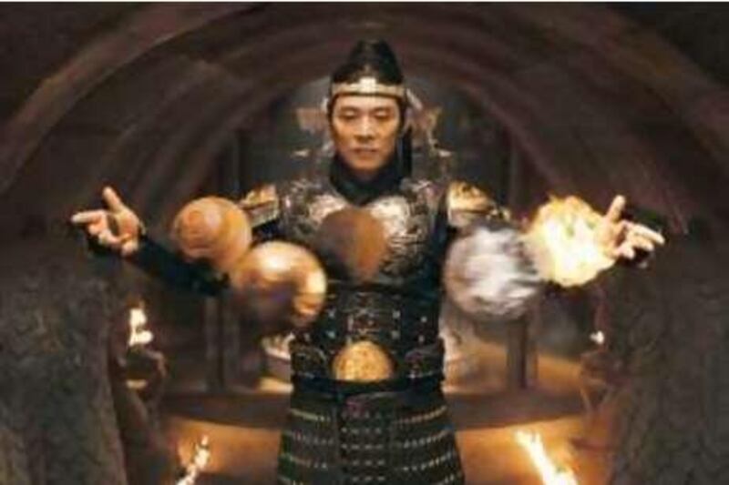 Jet Li plays the part of the Emperor during production of "The Mummy: Tomb of the Dragon Emperor" in this undated animation image released to the media on Wednesday, July 30, 2008. The movie, the third installment in "The Mummy" series, opens in theaters across the U.S. on Aug. 1, 2008. Universal/Bloomberg

REF al07AU-mummy 07/08/08 *** Local Caption ***  444521.jpg