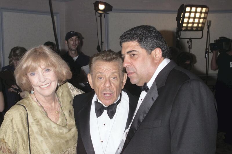 Anne Meara with her husband Jerry Stiller and Vincent Pastore at the New York Friar's Club Roast of Rob Reiner.  The roast was presented by Comedy Central. 10/06/2000 (Photo: Nick Elgar/ImageDirect)