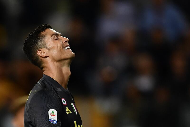 Cristiano Ronaldo reacts during the Serie A match between Juventus and Parma. AFP