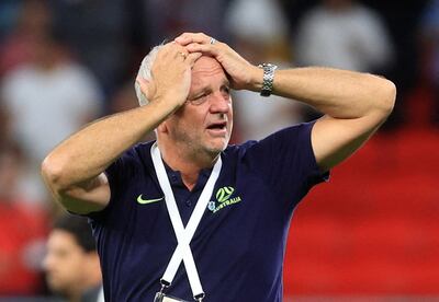 Australia coach Graham Arnold celebrates after his team defeated Peru and qualified for the World Cup in Qatar. Reuters