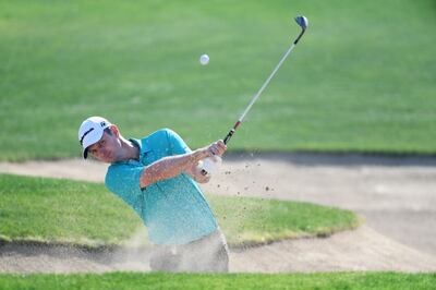 ABU DHABI, UNITED ARAB EMIRATES - JANUARY 20:  Justin Rose of England plays his third shot from a bunker on the eighth hole during round three of the Abu Dhabi HSBC Golf Championship at Abu Dhabi Golf Club on January 20, 2018 in Abu Dhabi, United Arab Emirates.  (Photo by Ross Kinnaird/Getty Images)