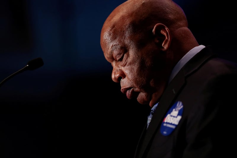 Congressman John Lewis addresses supporters of Democrat Jon Ossoff as they wait for the poll numbers to come in for Georgia's 6th Congressional District special election in Atlanta, Georgia, on June 20, 2017. Reuters
