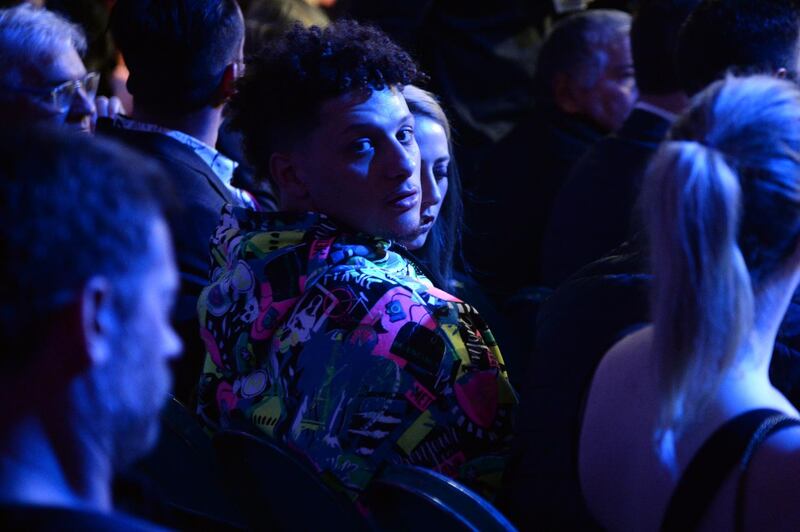 NFL player Patrick Mahomes attends the WBC heavyweight title bout between Deontay Wilder and Tyson Fury at MGM Grand Garden Arena.