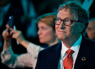 US business magnate Bill Gates looks on during the One Planet Summit at the Plaza Hotel on the sidelines of the United Nations General Assembly in New York on September 26, 2018. / AFP / MANDEL NGAN
