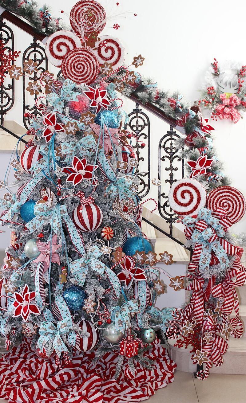 A candy cane and peppermint tree at Manning Waite's home. Photo: Janet Manning Waite