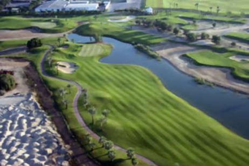 The seventh hole on the Wadi Course at Emirates Golf Club was designed by Nick Faldo, this year's European Ryder Cup captain.