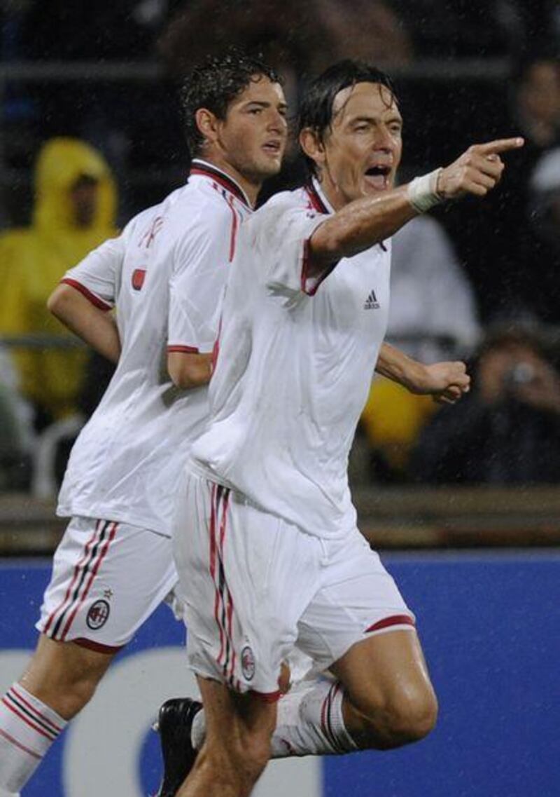 Filippo Inzaghi, right, was Milan's form man.