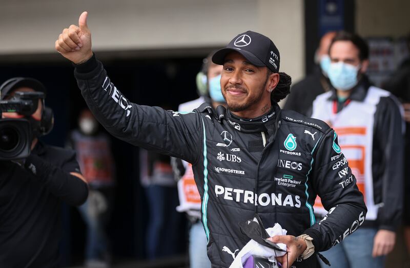 Mercedes driver Lewis Hamilton after the qualifying session for the Brazilian Grand Prix at the Interlagos race track on Friday. AP