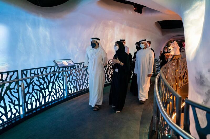 Sheikh Abdullah bin Zayed and other guests were given a guided tour of some of the elements at the Expo 2020 site in Dubai.