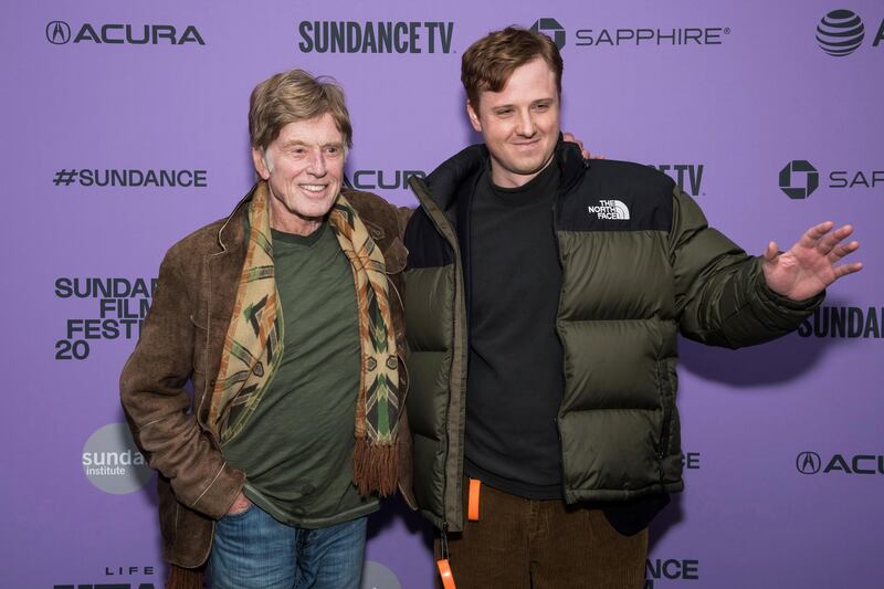 Robert Redford and his grandson Dylan Redford attend the premiere of 'Omniboat: A Fast Boat Fantasia' during the 2020 Sundance Film Festival. AP