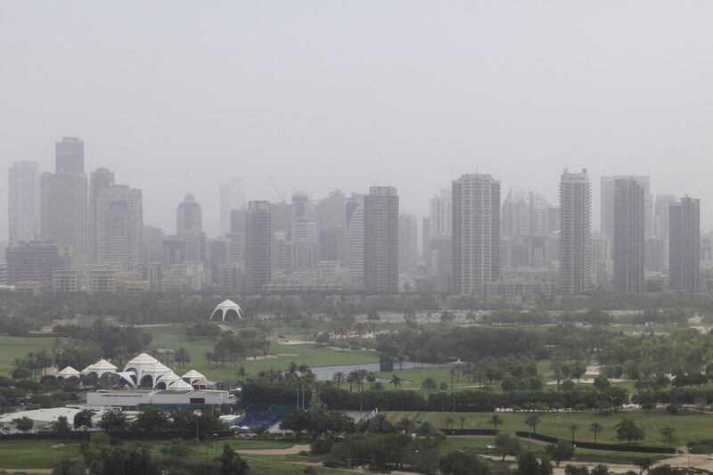 Hazy conditions over Emirates Golf Club in Dubai. Sarah Dea / The National