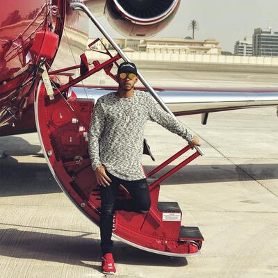 An image Tweeted by Lewis Hamilton, after arriving in Abu Dhabi on a private jet. The sports star was caught up in a tax scandal involving his private jet in 2017.