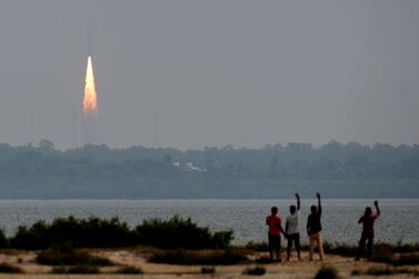 Indian Space Research Organisation's earth observation satellite HysIS is launched on board the Polar satellite launch vehicle at the Satish Dhawan Space Centre in Sriharikota on November 29, 2018. AFP