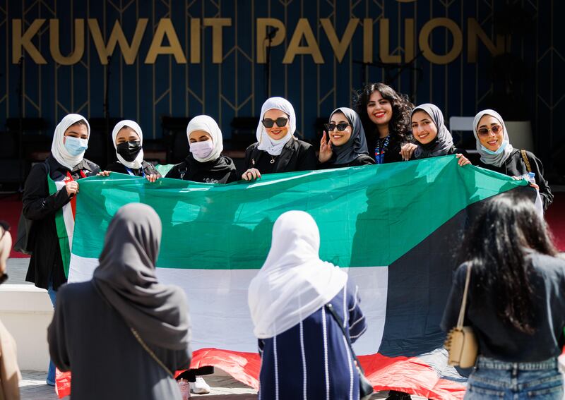Visitors outside the Kuwait Pavilion. Photo by Anthony Fleyhan / Expo 2020 Dubai