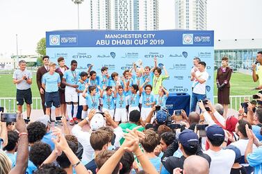 City Football Schools Abu Dhabi Under 12s celebrate their success. Image courtesy of Manchester City Abu Dhabi Cup