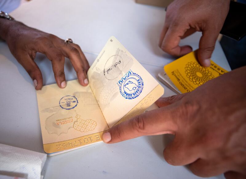 Visitors to Expo 2020 Dubai can have their passports stamped in nearly every pavilion. Victor Besa / The National.