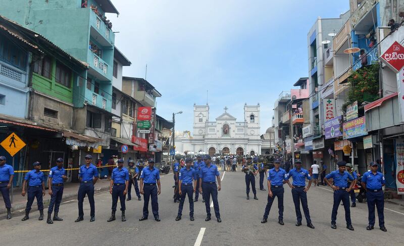 Sri Lankan security personnel keep watch. AFP