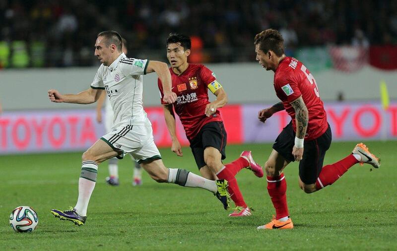 Franck Ribery scored one of Bayern's three goals against Guangzhou Evergrande on Tuesday night. Mohamed Messara / EPA