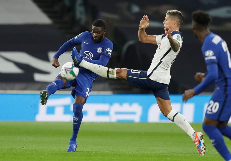 Fikayo Tomori - 7: Vital tackle on Bergwijn to deny Dutchman shot early in second half. Chelsea’s defence has rightly been criticised but played well alongside Zouma. Reuters
