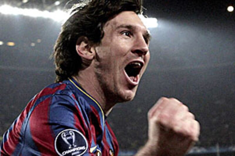Lionel Messi screams with joy after scoring in Barcelona's 4-0 win against VfB Stuttgart on Wednesday night.