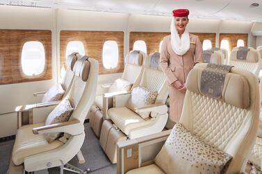 Emirates' first Premium Economy cabin aboard the airline's brand-new A380 superjumbo will be deployed to London Heathrow for its first destination. Courtesy Emirates 