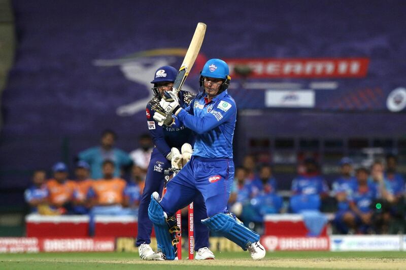 Alex Carey of Delhi Capitals plays a shot during match 27 of season 13 of the Dream 11 Indian Premier League (IPL) between the Mumbai Indians and the Delhi Capitals at the Sheikh Zayed Stadium, Abu Dhabi  in the United Arab Emirates on the 11th October 2020.  Photo by: Pankaj Nangia  / Sportzpics for BCCI