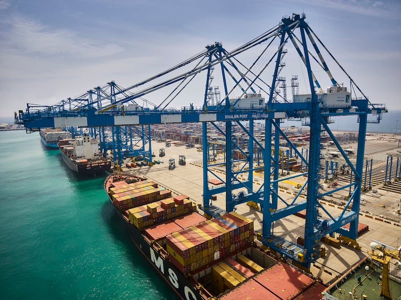Cargo ships at Khalifa Port. Photo: AD Ports Group