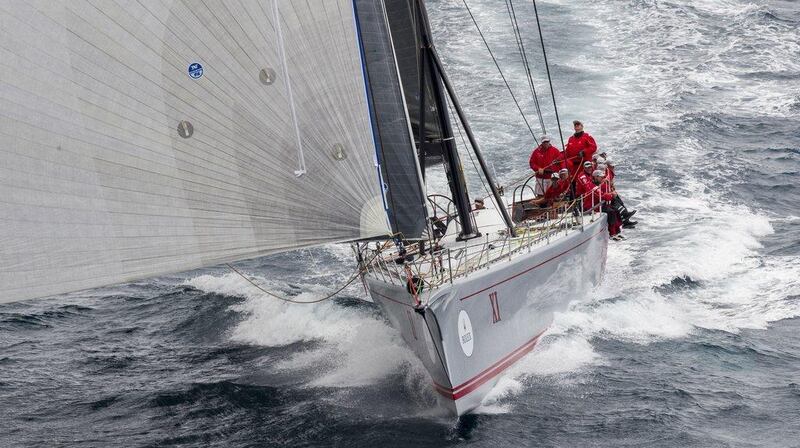 Supermaxi yacht Wild Oats XI competes in the Sydney to Hobart yacht race in Sydney on Saturday. Stefano Gattini / AFP / Rolex / December 26, 2015