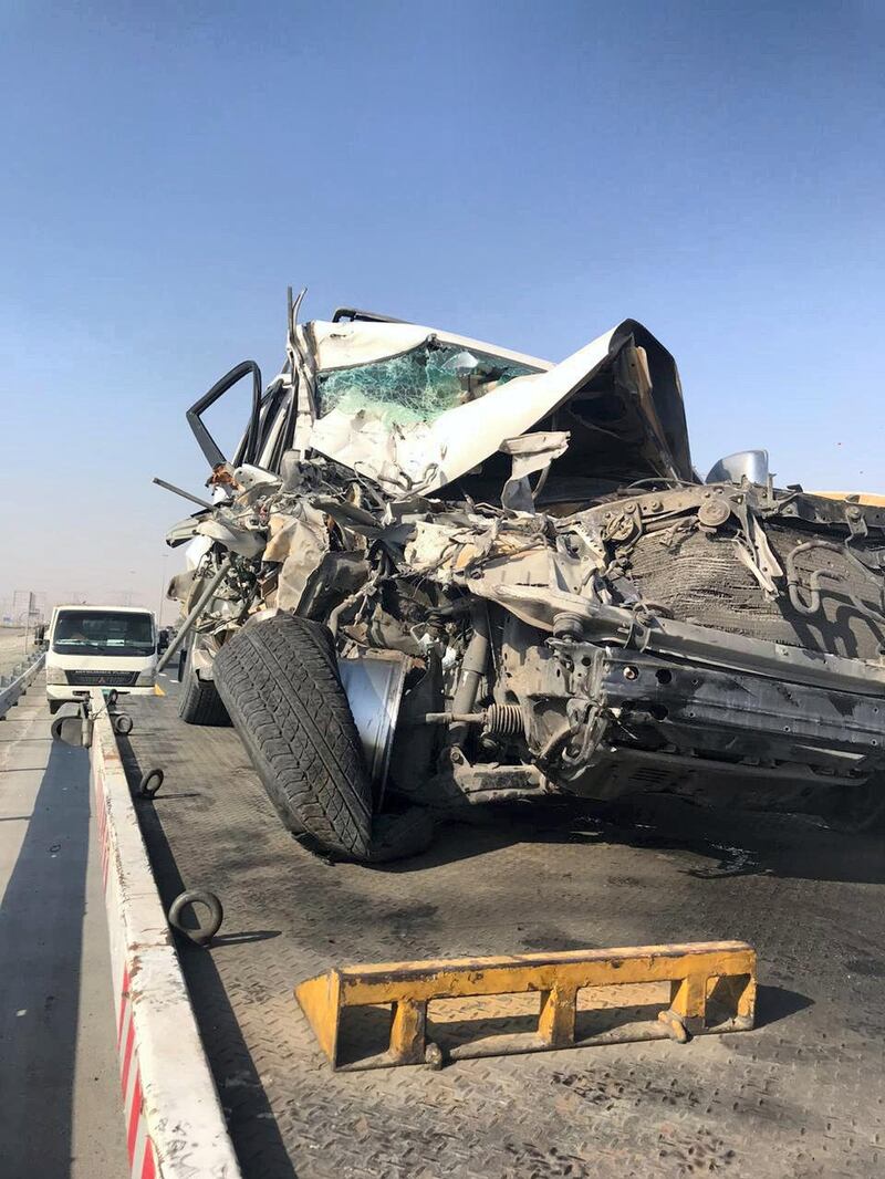 Land Cruiser in Saturday 4pm accident. courtesy: Dubai Police