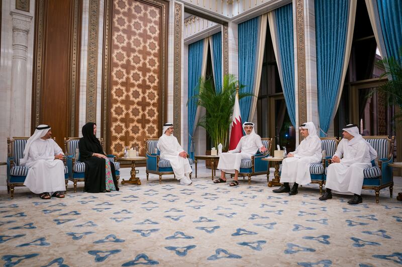 The meeting was attended by Reem Al Hashimy, Minister of State for International Co-operation, and Minister of State Ahmed Al Sayegh