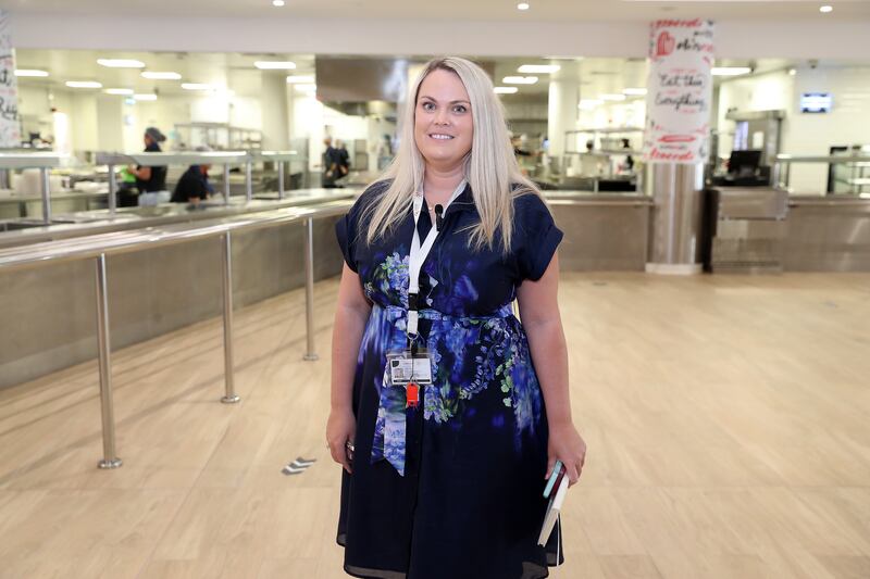 Ashley Fitzgibbons, head of boarding at Swiss International School Dubai, at the canteen on campus. All photos: Pawan Singh / The National