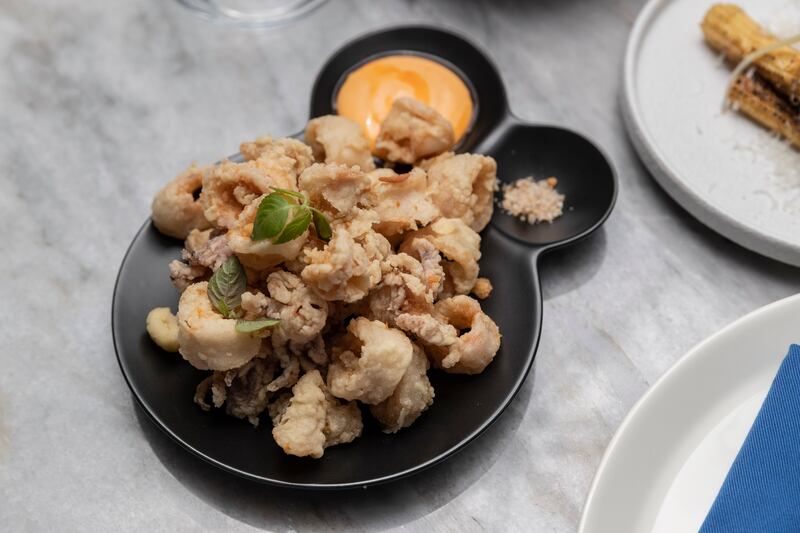 Fried calamari with chilli mayonnaise.