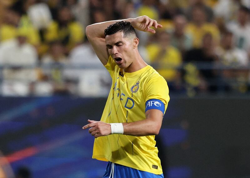 Al Nassr's Cristiano Ronaldo reacts to a referee's decision. Reuters